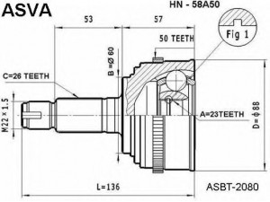 ASVA HN-58A50 jungčių komplektas, kardaninis velenas 
 Ratų pavara -> Sujungimai/komplektas
44014-S5D-A51