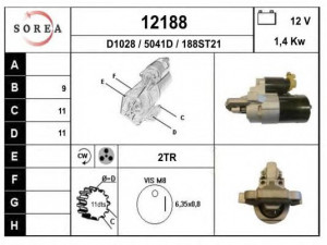 EAI 12188 starteris 
 Elektros įranga -> Starterio sistema -> Starteris
L32718400, M0T87681