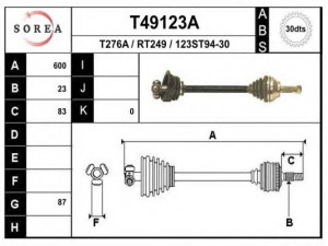 EAI T49123A kardaninis velenas 
 Ratų pavara -> Kardaninis velenas
7700862707, 7701349955, 7701351948