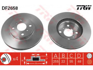TRW DF2658 stabdžių diskas 
 Dviratė transporto priemonės -> Stabdžių sistema -> Stabdžių diskai / priedai
4351202040, 4351212550, 94853004