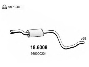 ASSO 18.6008 vidurinis duslintuvas 
 Išmetimo sistema -> Duslintuvas
559000204, 6569000204, 6569010211