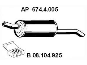 EBERSPÄCHER 674.4.005 galinis duslintuvas 
 Išmetimo sistema -> Duslintuvas
8 52 931, 8 52 974