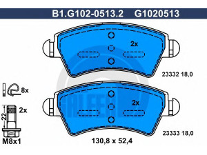 GALFER B1.G102-0513.2 stabdžių trinkelių rinkinys, diskinis stabdys 
 Techninės priežiūros dalys -> Papildomas remontas
4252 03, 4254 84, 4251 52, 4252 29