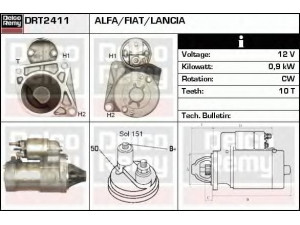 DELCO REMY DRT2411 starteris 
 Elektros įranga -> Starterio sistema -> Starteris
46813058, 46813064, 51812501, 55193355