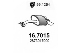 ASSO 16.7015 galinis duslintuvas 
 Išmetimo sistema -> Duslintuvas
2873010400, 2873017000, 2873017100
