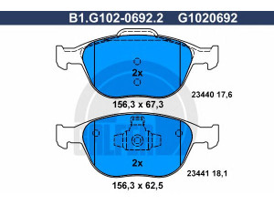 GALFER B1.G102-0692.2 stabdžių trinkelių rinkinys, diskinis stabdys 
 Techninės priežiūros dalys -> Papildomas remontas
1355950, 1360303, 2M5V-2K021-AA