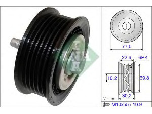 INA 532 0700 10 kreipiantysis skriemulys, V formos rumbuotas diržas 
 Diržinė pavara -> V formos rumbuotas diržas/komplektas -> Laisvasis/kreipiamasis skriemulys
55581830, 6 36 257