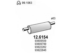 ASSO 12.6154 vidurinis duslintuvas 
 Išmetimo sistema -> Duslintuvas
93809509, 93809799, 93822262, 93822846