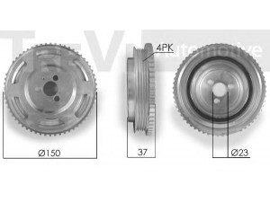 TREVI AUTOMOTIVE PC1143 skriemulys, alkūninis velenas 
 Diržinė pavara -> Dirželio skriemulys
55189263, 55181230, 55192966, 55181230