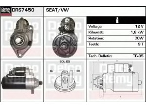 DELCO REMY DRS7450N starteris 
 Elektros įranga -> Starterio sistema -> Starteris
085911023A, 085911023K