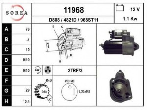 EAI 11968 starteris 
 Elektros įranga -> Starterio sistema -> Starteris
8602104