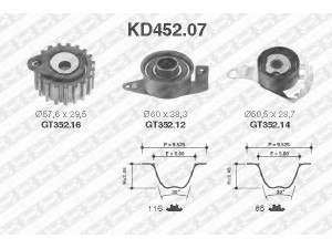 SNR KD452.07 paskirstymo diržo komplektas 
 Techninės priežiūros dalys -> Papildomas remontas
1005822, 1099552, 1099553, 1108756
