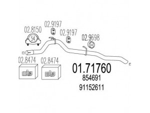 MTS 01.71760 išleidimo kolektorius 
 Išmetimo sistema -> Išmetimo vamzdžiai
854691, 854694, 91152611