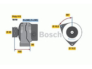 BOSCH 0 986 048 150 kintamosios srovės generatorius 
 Elektros įranga -> Kint. sr. generatorius/dalys -> Kintamosios srovės generatorius
010 154 68 02, 010 154 68 02 80
