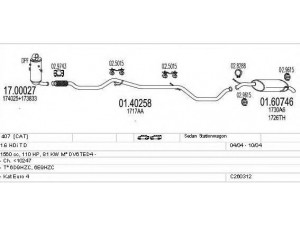 MTS C260312006220 išmetimo sistema 
 Išmetimo sistema -> Išmetimo sistema, visa