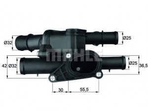 BEHR TM 2 105 termostatas, aušinimo skystis 
 Aušinimo sistema -> Termostatas/tarpiklis -> Thermostat
06A 121 111 A