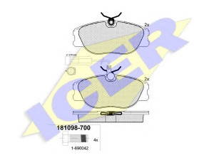 ICER 181098-700 stabdžių trinkelių rinkinys, diskinis stabdys 
 Techninės priežiūros dalys -> Papildomas remontas
9 950 550, 7 736 234 4, 9 946 227