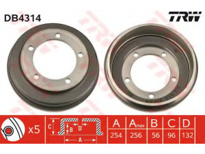 TRW DB4314 stabdžių būgnas 
 Stabdžių sistema -> Būgninis stabdys -> Stabdžių būgnas
1C1W1126AE, 4095023, 4098604, 4139994