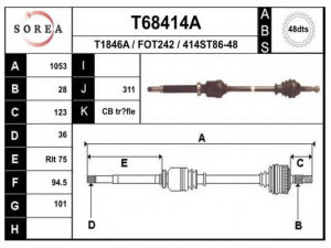 EAI T68414A kardaninis velenas 
 Ratų pavara -> Kardaninis velenas
1495672, 1496579