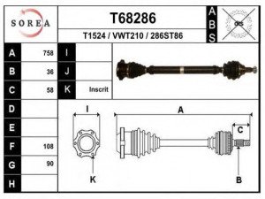 EAI T68286 kardaninis velenas 
 Ratų pavara -> Kardaninis velenas