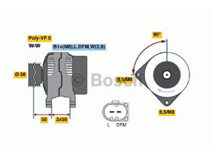 BOSCH 0 124 325 021 kintamosios srovės generatorius 
 Elektros įranga -> Kint. sr. generatorius/dalys -> Kintamosios srovės generatorius