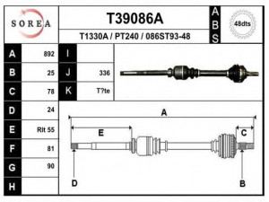 EAI T39086A kardaninis velenas 
 Ratų pavara -> Kardaninis velenas
32730Y, 32730Z