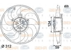 HELLA 8EW 351 041-261 ventiliatorius, radiatoriaus 
 Aušinimo sistema -> Oro aušinimas
639 500 05 93, A 639 500 05 93