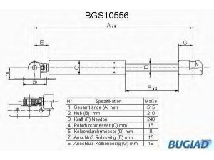BUGIAD BGS10556 dujinė spyruoklė, gaubtas 
 Kėbulas -> Dujinės spyruoklės
11 80 401, 90379025