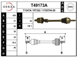 EAI T49173A kardaninis velenas 
 Ratų pavara -> Kardaninis velenas
8200531844