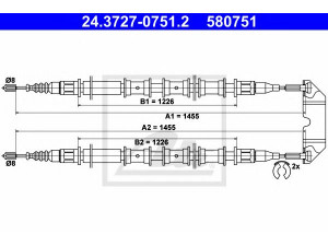 ATE 24.3727-0751.2 trosas, stovėjimo stabdys 
 Stabdžių sistema -> Valdymo svirtys/trosai
24427061, 5 22 412, 5 22 524, 90468900