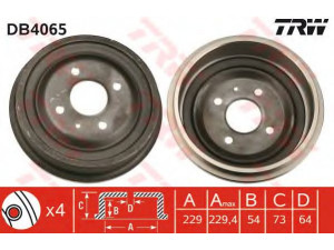 TRW DB4065 stabdžių būgnas 
 Stabdžių sistema -> Būgninis stabdys -> Stabdžių būgnas
1490274, 6063754, 78EB1126AA, 78EB1126AA