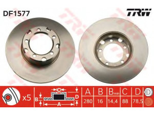 TRW DF1577 stabdžių diskas 
 Stabdžių sistema -> Diskinis stabdys -> Stabdžių diskas
6014200072, 6014200272, 6014210412