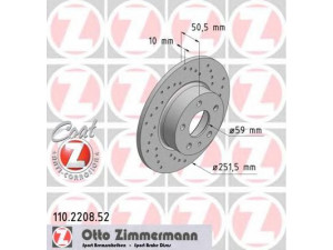 ZIMMERMANN 110.2208.52 stabdžių diskas 
 Dviratė transporto priemonės -> Stabdžių sistema -> Stabdžių diskai / priedai
164.06.261.00.01, 605 69 164, 606 02 161