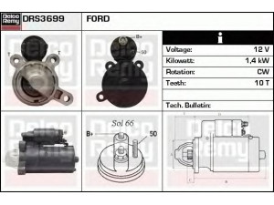DELCO REMY DRS3699 starteris 
 Elektros įranga -> Starterio sistema -> Starteris
93BB11000HB, 93BB11000HC, YS4U11000DA