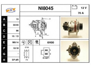 SNRA NI8045 kintamosios srovės generatorius 
 Elektros įranga -> Kint. sr. generatorius/dalys -> Kintamosios srovės generatorius
A3T03099, 2310022J10