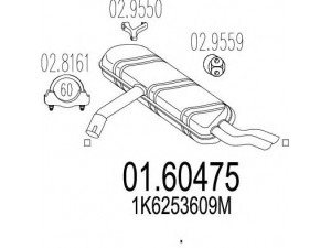 MTS 01.60475 galinis duslintuvas 
 Išmetimo sistema -> Duslintuvas
1K6253609M