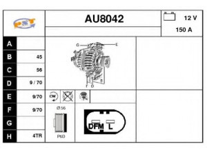 SNRA AU8042 kintamosios srovės generatorius 
 Elektros įranga -> Kint. sr. generatorius/dalys -> Kintamosios srovės generatorius
06B903016AC, 06B903016Q, 06D903016