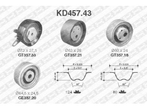 SNR KD457.43 paskirstymo diržo komplektas 
 Techninės priežiūros dalys -> Papildomas remontas
046130195B, 046130195D, 074109243B