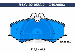 GALFER B1.G102-0583.2 stabdžių trinkelių rinkinys, diskinis stabdys 
 Techninės priežiūros dalys -> Papildomas remontas
000 420 97 20, 003 420 24 20, 2D0 698 451 B