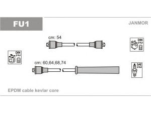 JANMOR FU1 uždegimo laido komplektas 
 Kibirkšties / kaitinamasis uždegimas -> Uždegimo laidai/jungtys
1063605