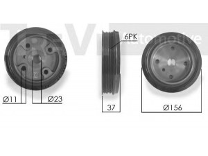 TREVI AUTOMOTIVE PC1159 skriemulys, alkūninis velenas 
 Diržinė pavara -> Dirželio skriemulys
30637335, 30731865, 8642368