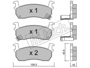 fri.tech. 036.1 stabdžių trinkelių rinkinys, diskinis stabdys 
 Techninės priežiūros dalys -> Papildomas remontas
41060-04B90, 41060-04B91, 41060-05B26