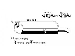 ERNST 505185 galinis duslintuvas 
 Išmetimo sistema -> Duslintuvas
98 05 296 480, 1726 KL, 1726 KX