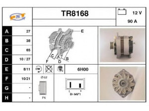 SNRA TR8168 kintamosios srovės generatorius 
 Elektros įranga -> Kint. sr. generatorius/dalys -> Kintamosios srovės generatorius