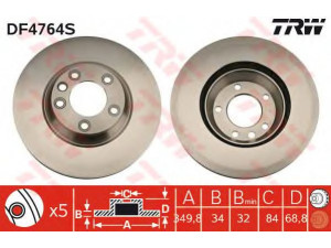 TRW DF4764S stabdžių diskas 
 Stabdžių sistema -> Diskinis stabdys -> Stabdžių diskas
7L8615301, 95535140150, 95535140151