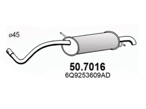 ASSO 50.7016 galinis duslintuvas 
 Išmetimo sistema -> Duslintuvas
6Q9253609A, 6Q9253609AB, 6Q9253609AC