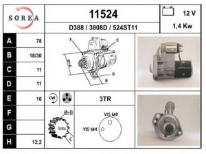 EAI 11524 starteris 
 Elektros įranga -> Starterio sistema -> Starteris
S114473, 894454891, 8944839180