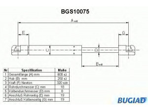 BUGIAD BGS10075 dujinė spyruoklė, bagažinė 
 Priedai -> Bagažinė/pakrovimo skyrius
96 122 122, 9612212280