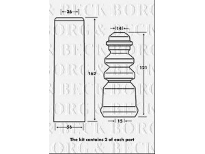 BORG & BECK BPK7079 apsauginio dangtelio komplektas, amortizatorius