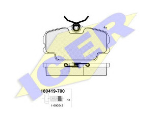 ICER 180419-700 stabdžių trinkelių rinkinys, diskinis stabdys 
 Techninės priežiūros dalys -> Papildomas remontas
34 11 1 154 443, 001 420 10 20